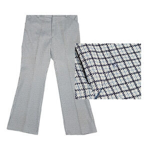 Vintage 1970's Tattersall Mens Slacks Trousers 36x31 Grandpa Eclectic Wide Leg